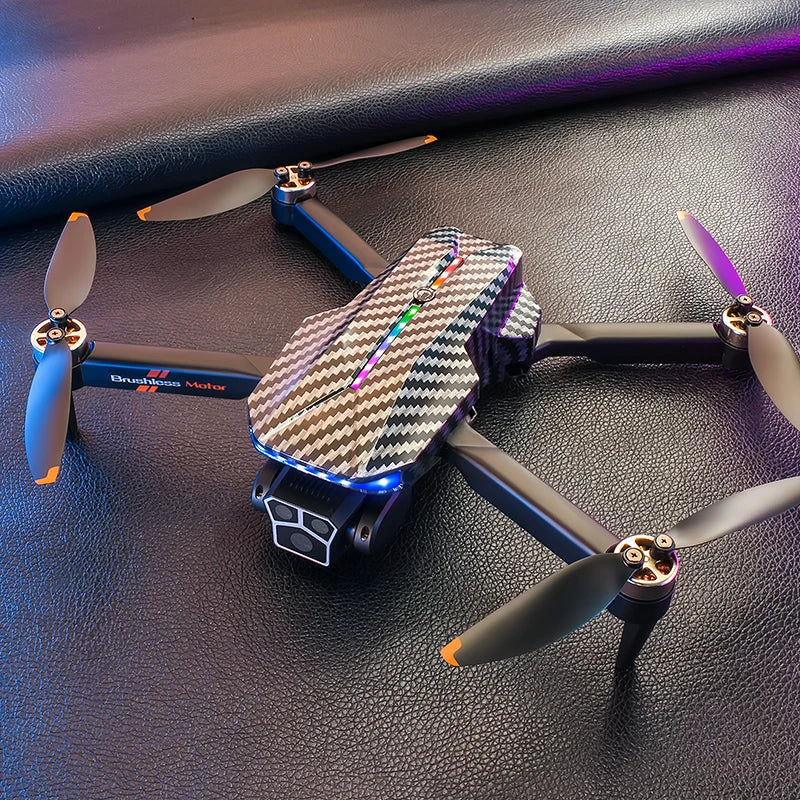 The D9 drone is equipped with gradient LED streamer,brushless motor,EIS electronic stabilization system,2.4GHz anti-interference