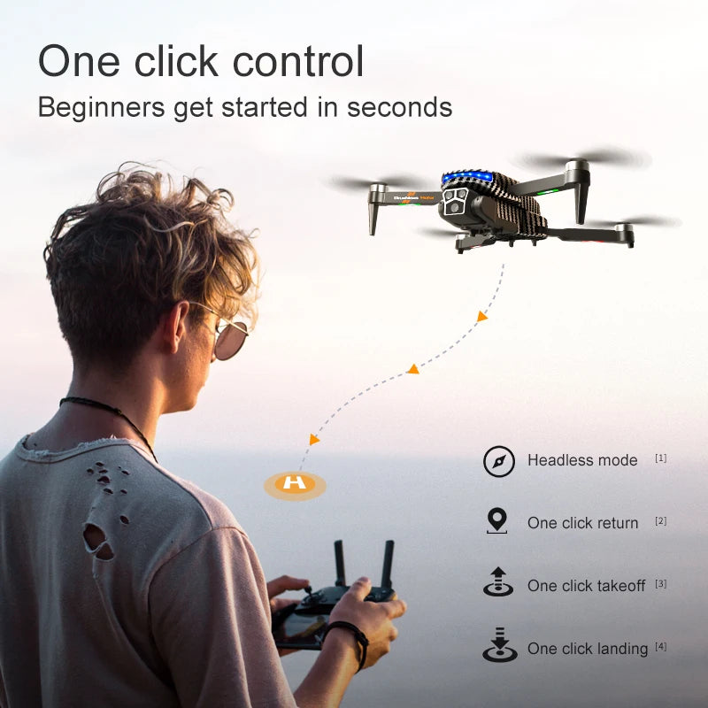 The D9 drone is equipped with gradient LED streamer,brushless motor,EIS electronic stabilization system,2.4GHz anti-interference