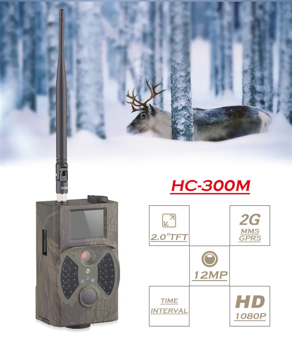 IR Hunting Celluar Trail Camera 16MP 1080P Photo Traps HC300M Wild Camera 2G MMS GSM SMTP Wireless Hunting Chasse
