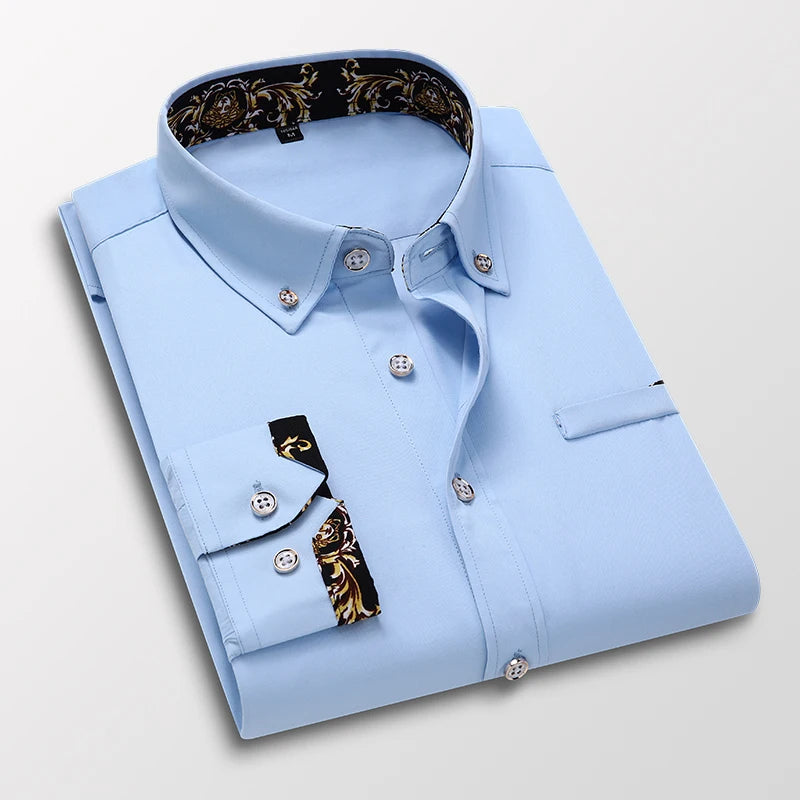 Men's clothing Arrival Men Shirt Fashion Causal Long Sleeved Male Dress Social Business Brand Shirt Soft Weeding White Shirts