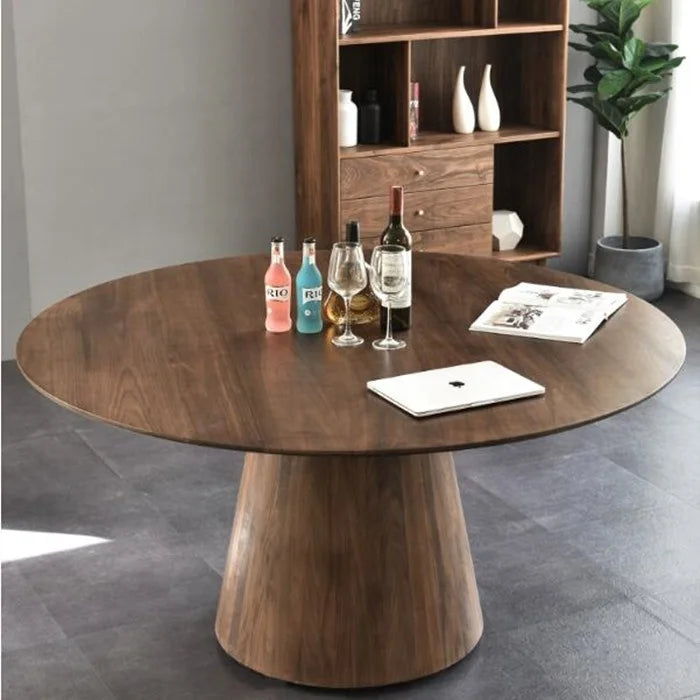 dining room furniture solid wood walnut veneer Round Pedestal Dining Table