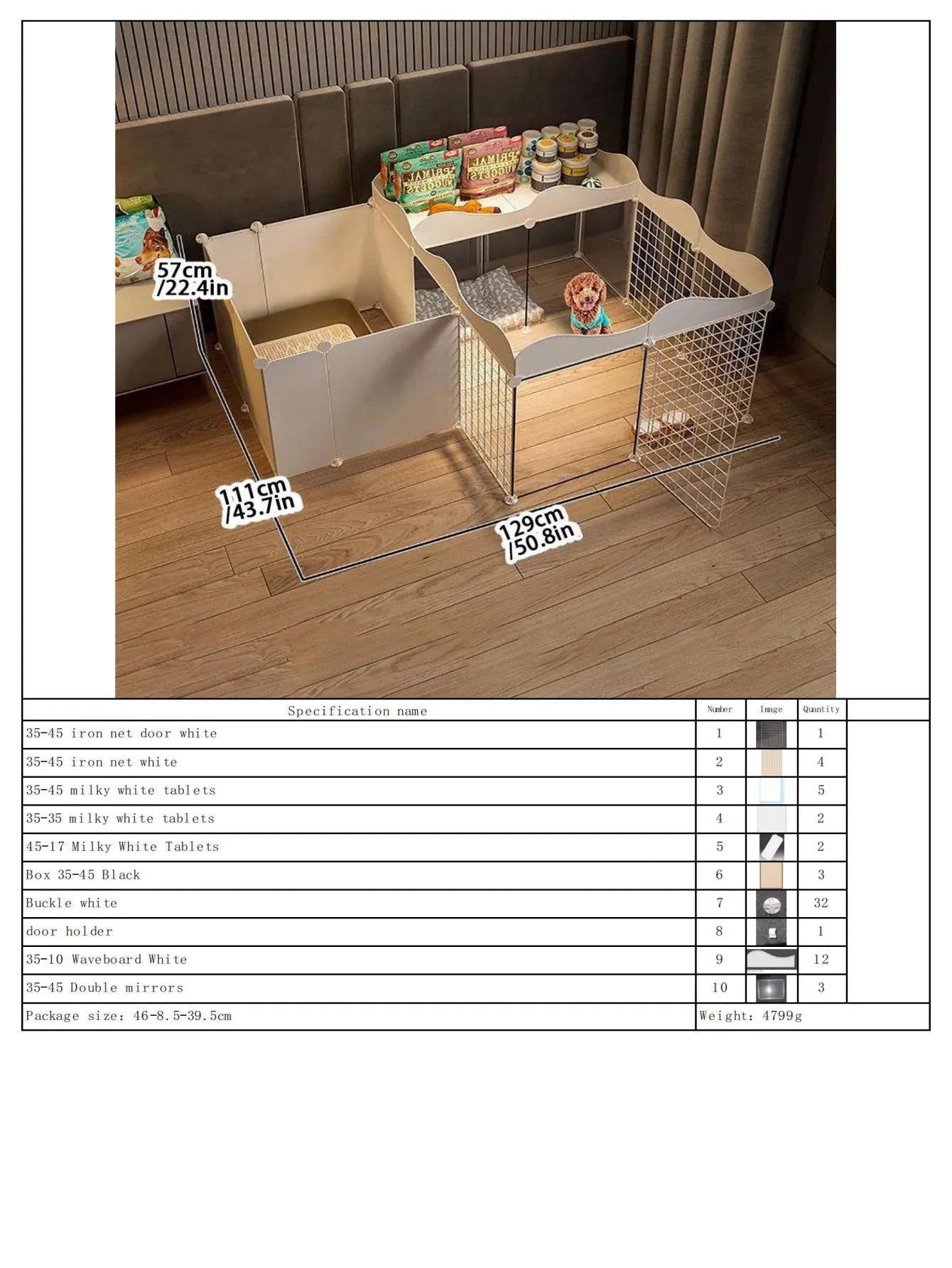 Household Pet Dog Fence House Kennel Indoor Small Size Dogs Teddy Fence Isolation Door with Toilet Area Dog Cage