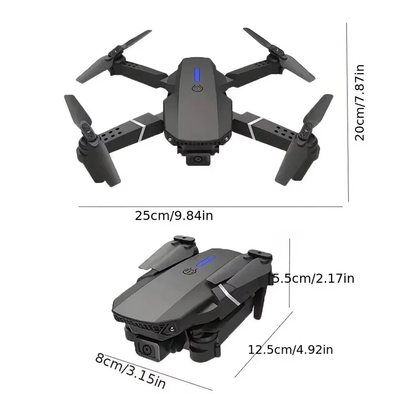 Drone Foldable Wings, Dual Cameras for Aerial Photography, 360° Rotation, One-Click Takeoff, Portable Rechargeable Battery