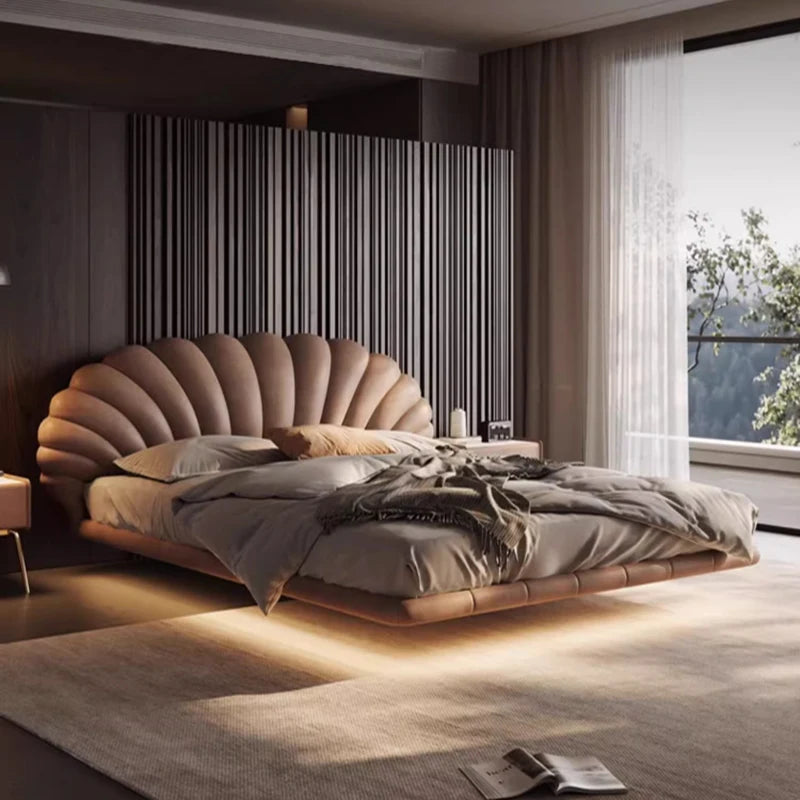 Unique Design Double Bed European Minimalist Modern Floating Double Bed Frame King Size Floating Cama Matrimonial Furniture Home