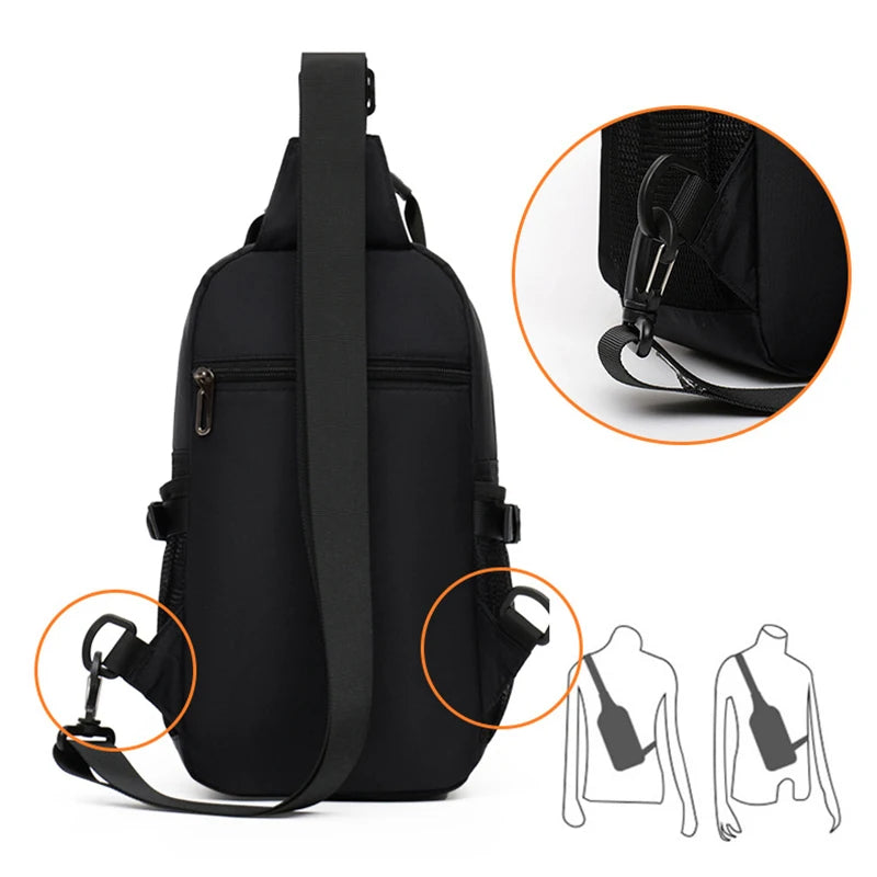 Men's Waist Bag Travel Casual Chest Bag Outdoor Hiking Climbing Backpack Multifunction Messenger Rig Pouch College Schoolbag