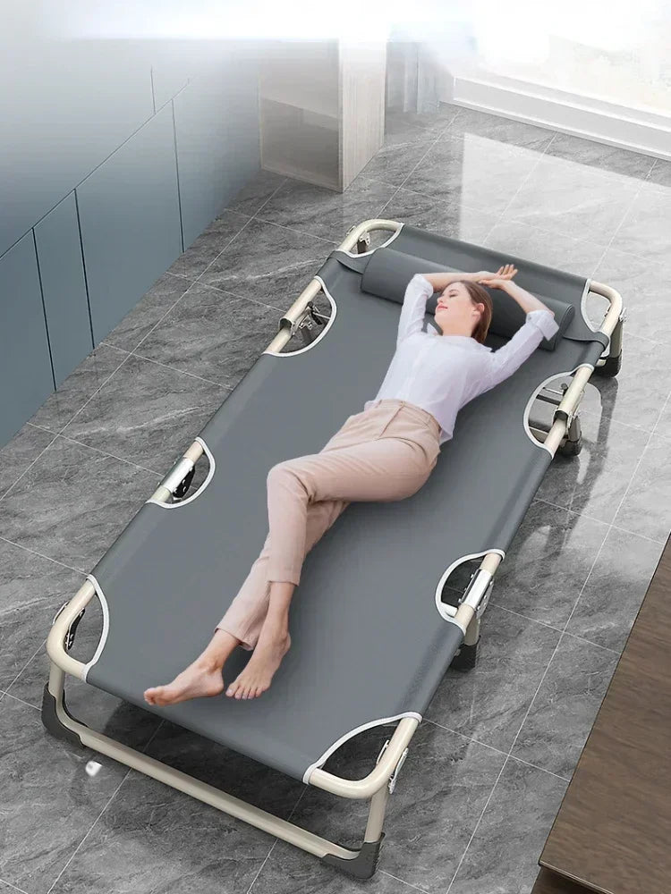 Single Folding Beds Bedroom Dormitory Office Comfortable Homestay Furniture Villa Portable Bed Outdoor Travel Camping Recliner