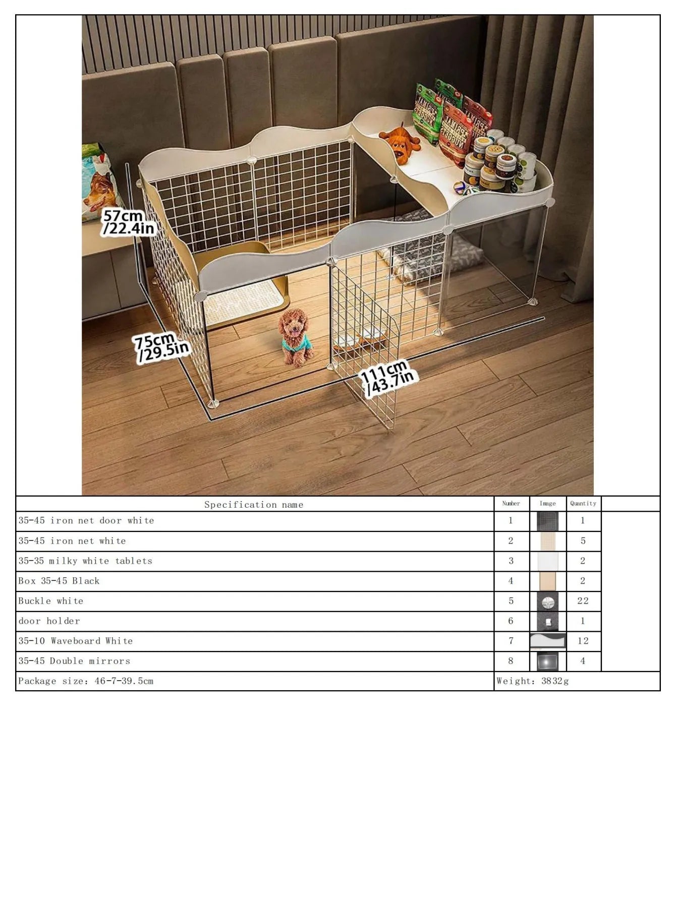 Household Pet Dog Fence House Kennel Indoor Small Size Dogs Teddy Fence Isolation Door with Toilet Area Dog Cage