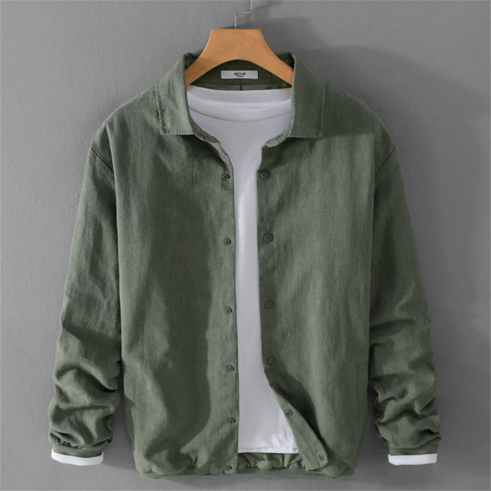 men clothing fashion 2024 linen men's jackets Spring Autumn Coat casual mens tops simple solid clothes for men