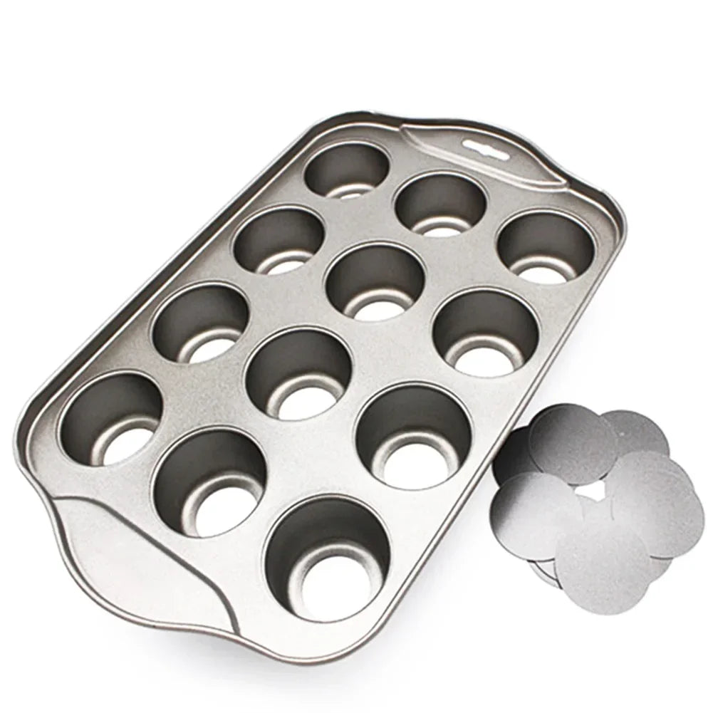 Kitchen 12 Grid Mini Baking Cake Tray Cheesecake Cup Non-Stick Cupcake Cake Baking Pan Kitchen Tools