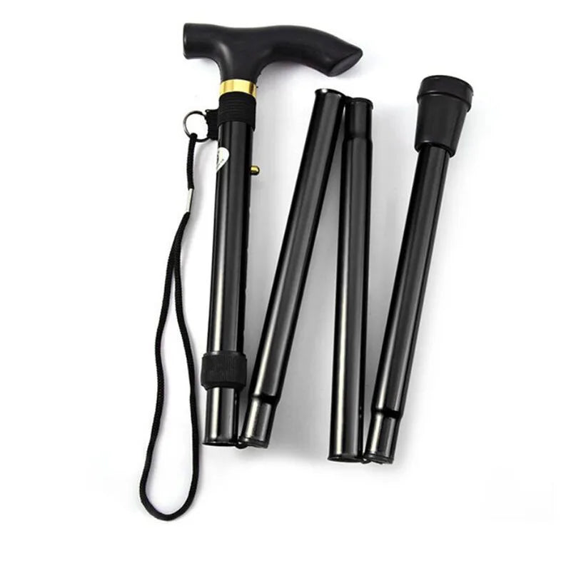 Multifunction Walking Stick Trekking Poles Telescopic Fold Crutches Hiking Stick Crutch Elderly Metal Stick Walking Cane Outdoor