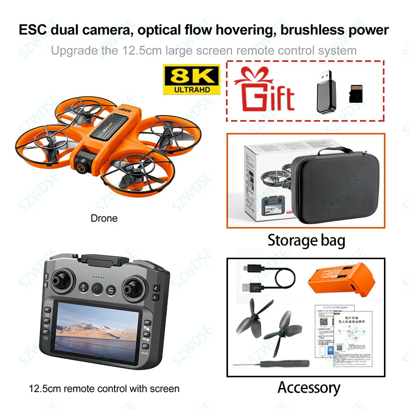 S156 RC Crossing Drone Aerial Vehicle With HD Display Screen Four Axis Brushless Optical Flow Remote Control Aircraft Large Size