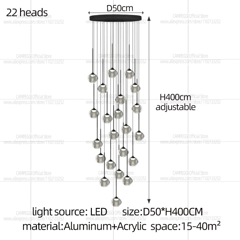 Modern Home Decor Led Lights Pendant Light Lamp Transparent Ball Chandeliers For Living Room Hanging Light Indoor Lighting Villa