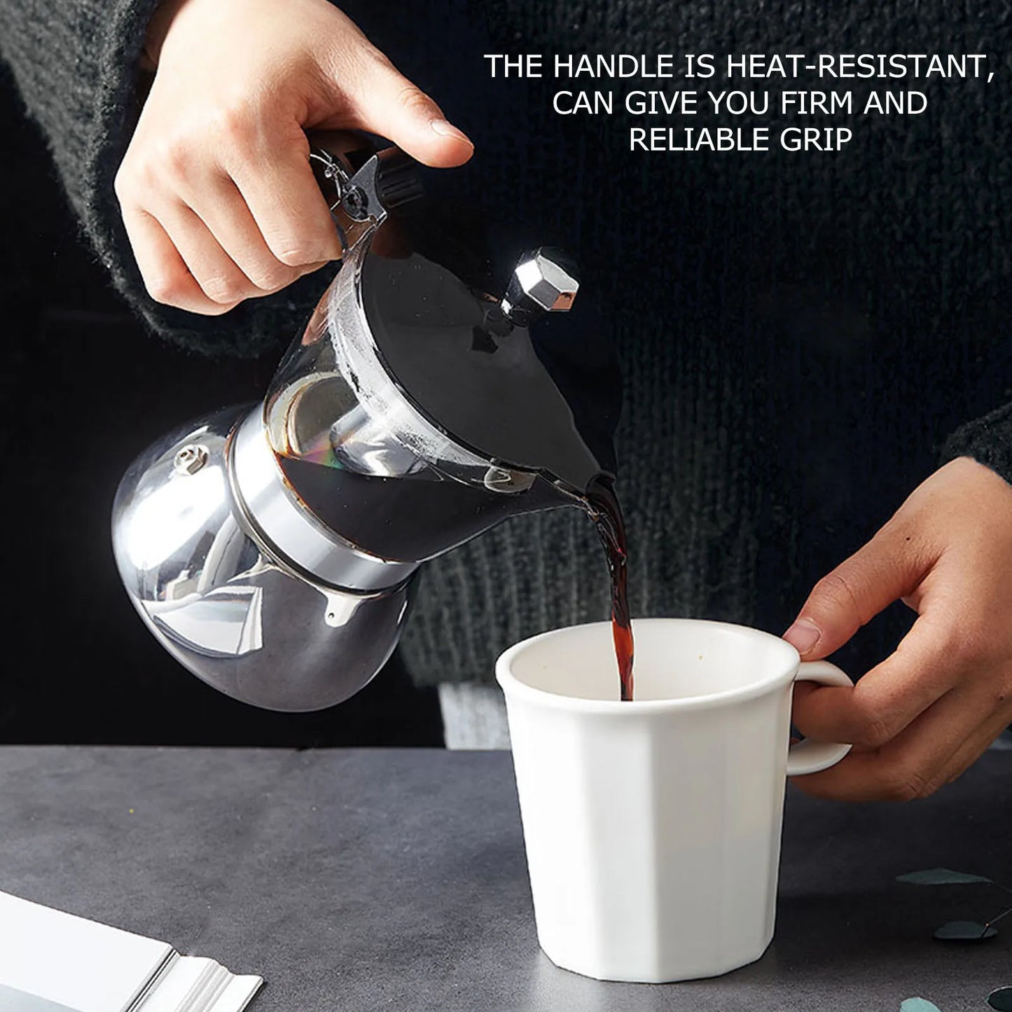 4 Cup Coffee Maker Stovetop Moka Pot Coffee Maker Kitchen Supplies Stainless Steel