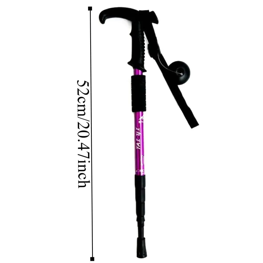 Travel Accessories 4 Section Trekking Poles Non-slip Folding Walking Stick Portable Multifunction Foldable Crutches Hiking