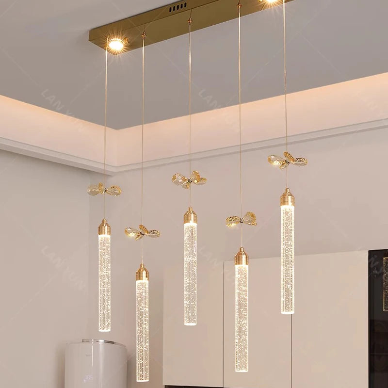 Modern home decoration salon lamps for living room smart crystal Pendant lights dining room indoor lighting