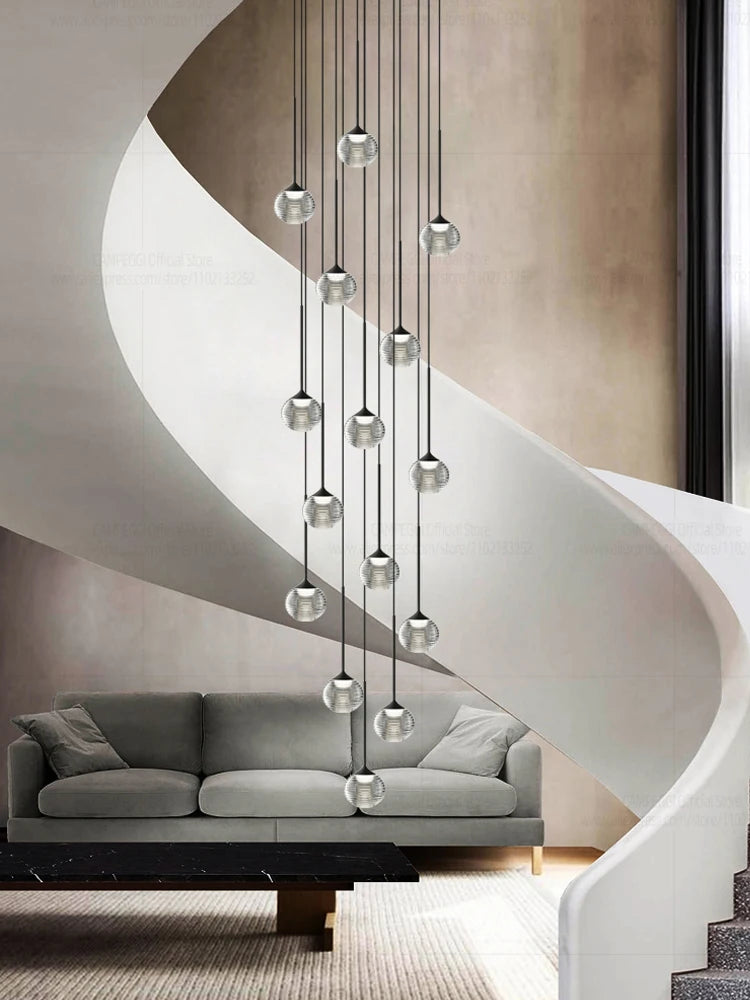 Modern Home Decor Led Lights Pendant Light Lamp Transparent Ball Chandeliers For Living Room Hanging Light Indoor Lighting Villa