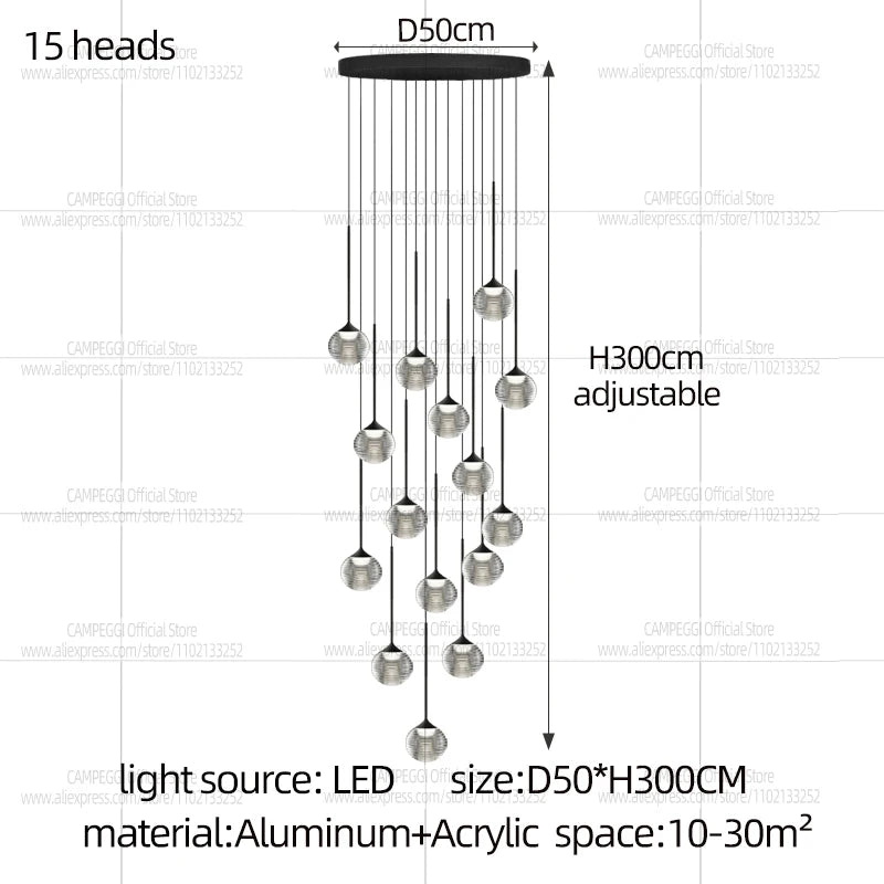 Modern Home Decor Led Lights Pendant Light Lamp Transparent Ball Chandeliers For Living Room Hanging Light Indoor Lighting Villa