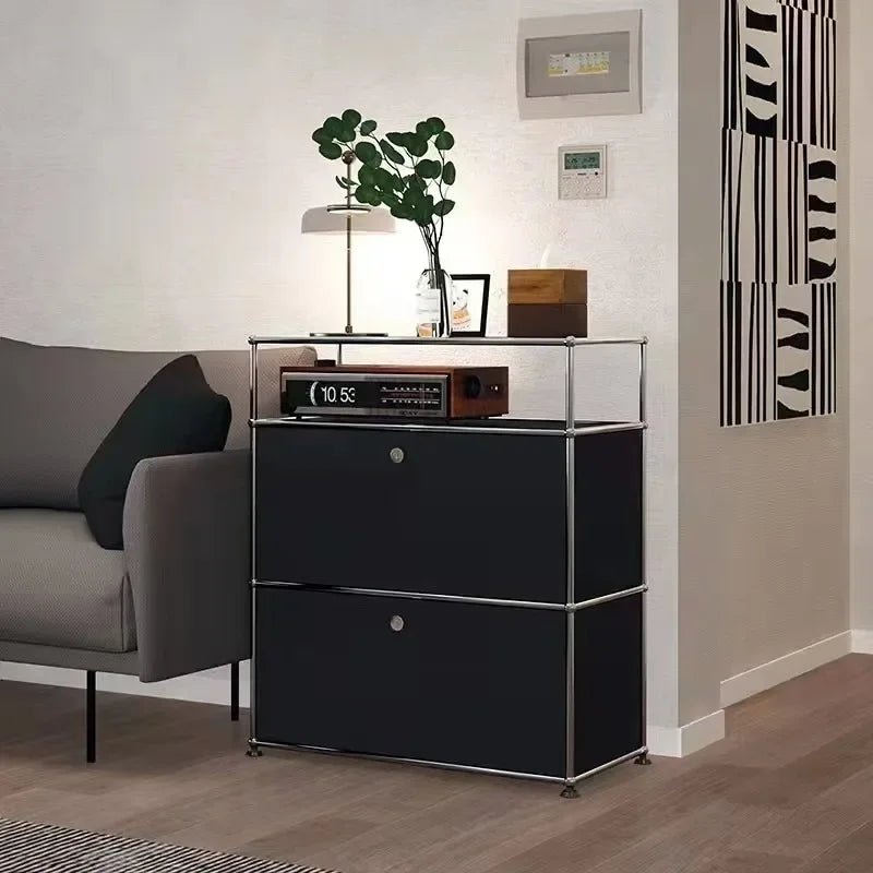 Modern TV Cabinet Living Room Storage Cabinets Stainless Steel Module Combination Storage Chest of Drawers Bedroom Bookcase