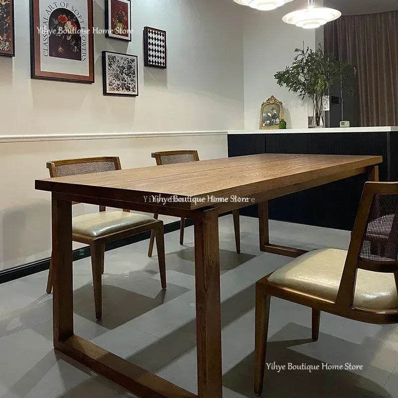 Nordic Simple Luxury Solid Wood Dining Table Pine Rectangular Dining Table Living Room Desk Log Workbench Home Furniture