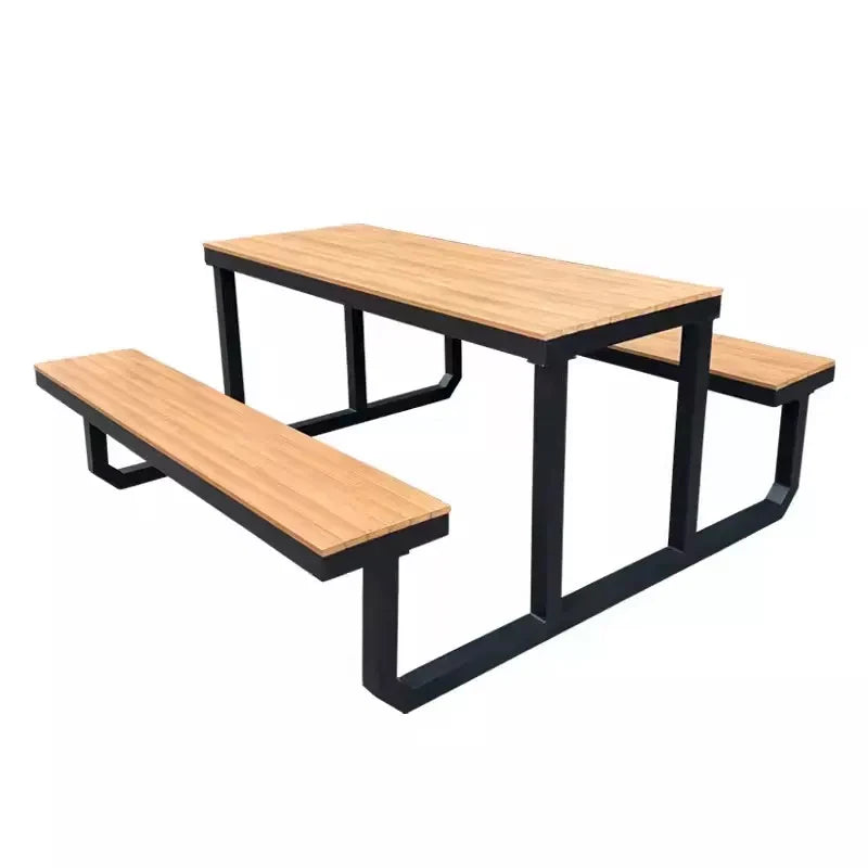 180cm Picnic Table Bench Set Weatherproof Outdoor Dining Table Set Plastic Wood Picnic Beer Table Bench with Aluminum Frame