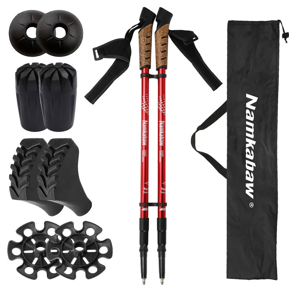 2PCS Trekking Poles Adjustable Aluminum Hiking Sticks for Outdoor Camping Walking Mountaineering Essential Gear Walking Sticks