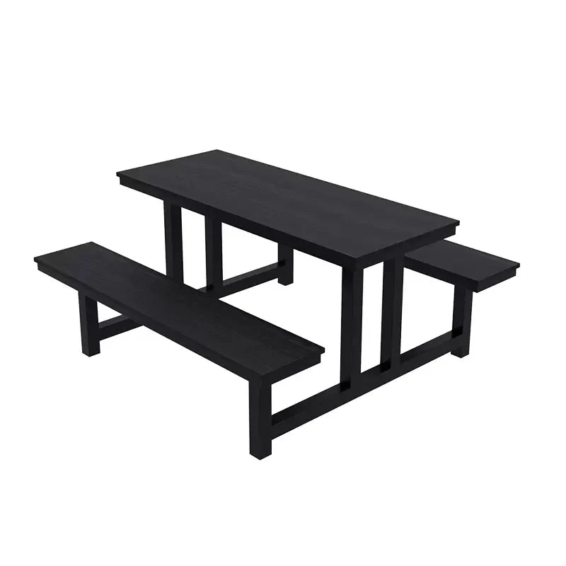 180cm Picnic Table Bench Set Weatherproof Outdoor Dining Table Set Plastic Wood Picnic Beer Table Bench with Aluminum Frame