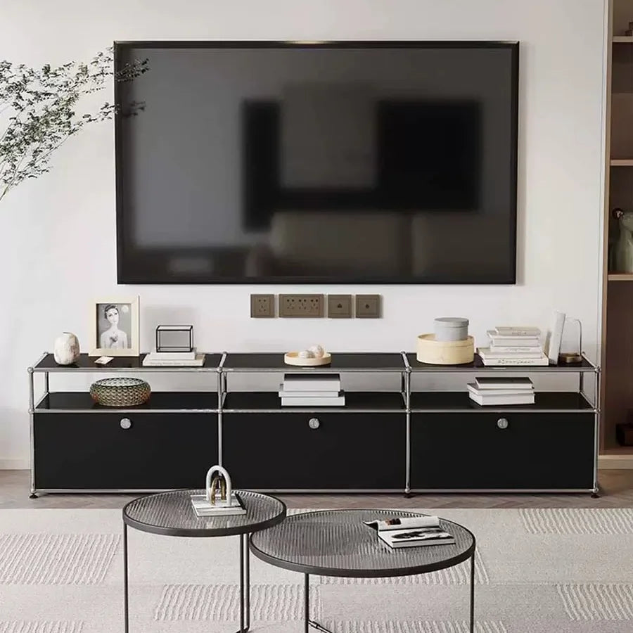 Modern TV Cabinet Living Room Storage Cabinets Stainless Steel Module Combination Storage Chest of Drawers Bedroom Bookcase