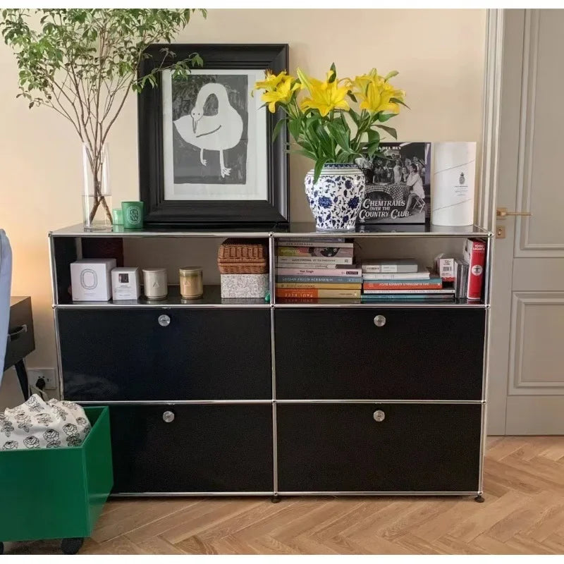 Modern TV Cabinet Living Room Storage Cabinets Stainless Steel Module Combination Storage Chest of Drawers Bedroom Bookcase