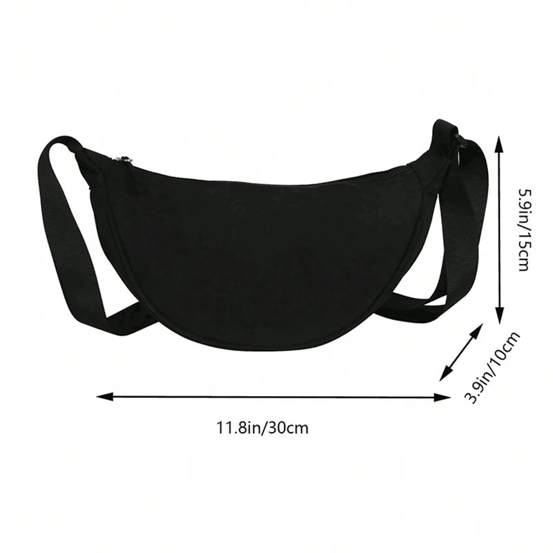 Women's bag - A round-shaped nylon bag with a cross-body strap, suitable for traveling, going to school or shopping.