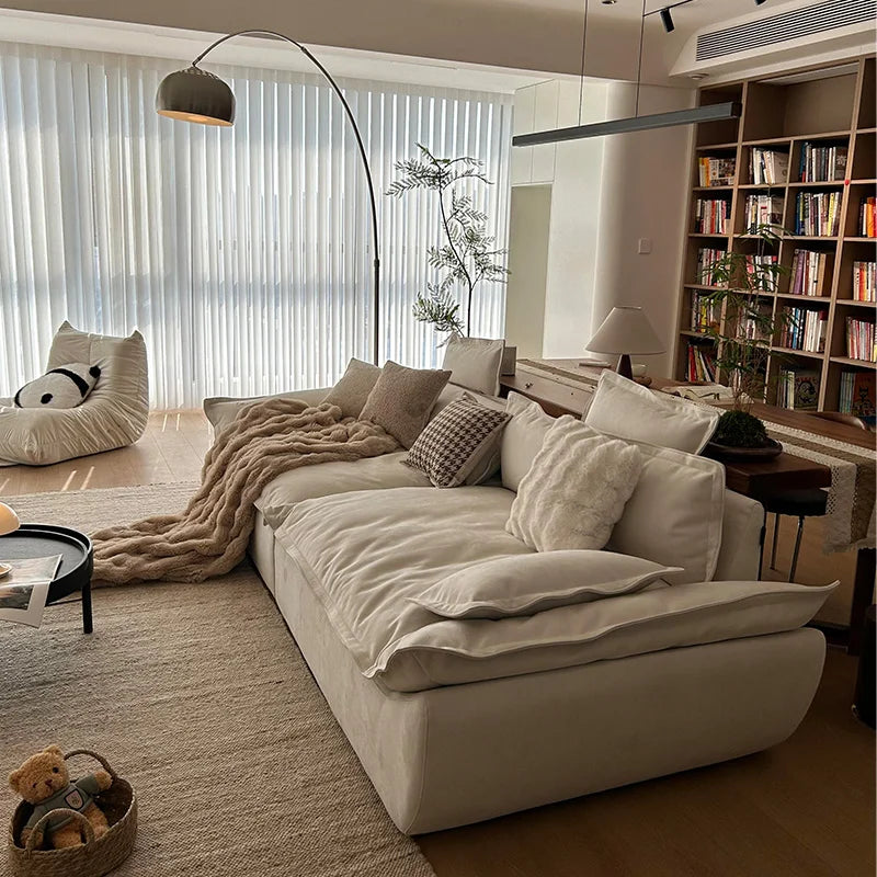 Sailing sofa living room light luxury modern simple cream wind suede designer special-shaped movable backrest