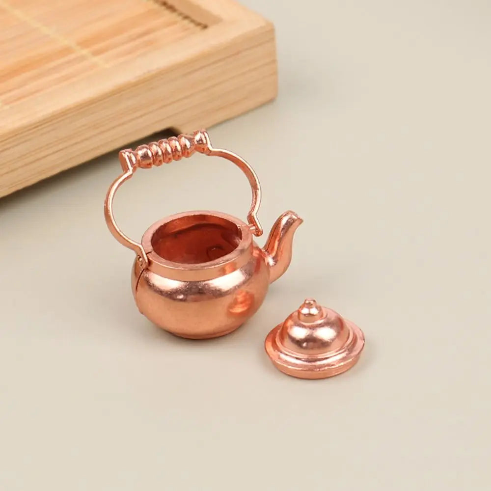 Kettle 1:12 Mini Kitchen Utensils Sets 1:12 Scale Cookware Doll Kitchen Set Alloy Mini Mini Kitchen Cooking Kit