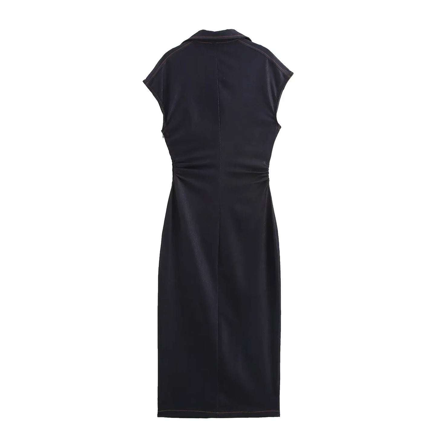 Women's Clothing 2025 Winter European And American Style Fashion Temperament Sleeveless Single-breasted Midi Slim Shirt Dress