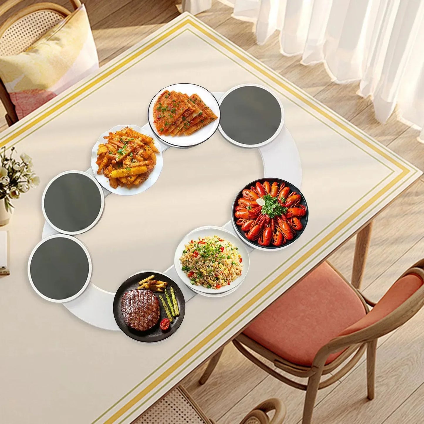 Dining Table Rotating Food Tray Hot Pot Ingredients Storage Plates Foldable Family Party Snack Pallet Housewear & Furnishings
