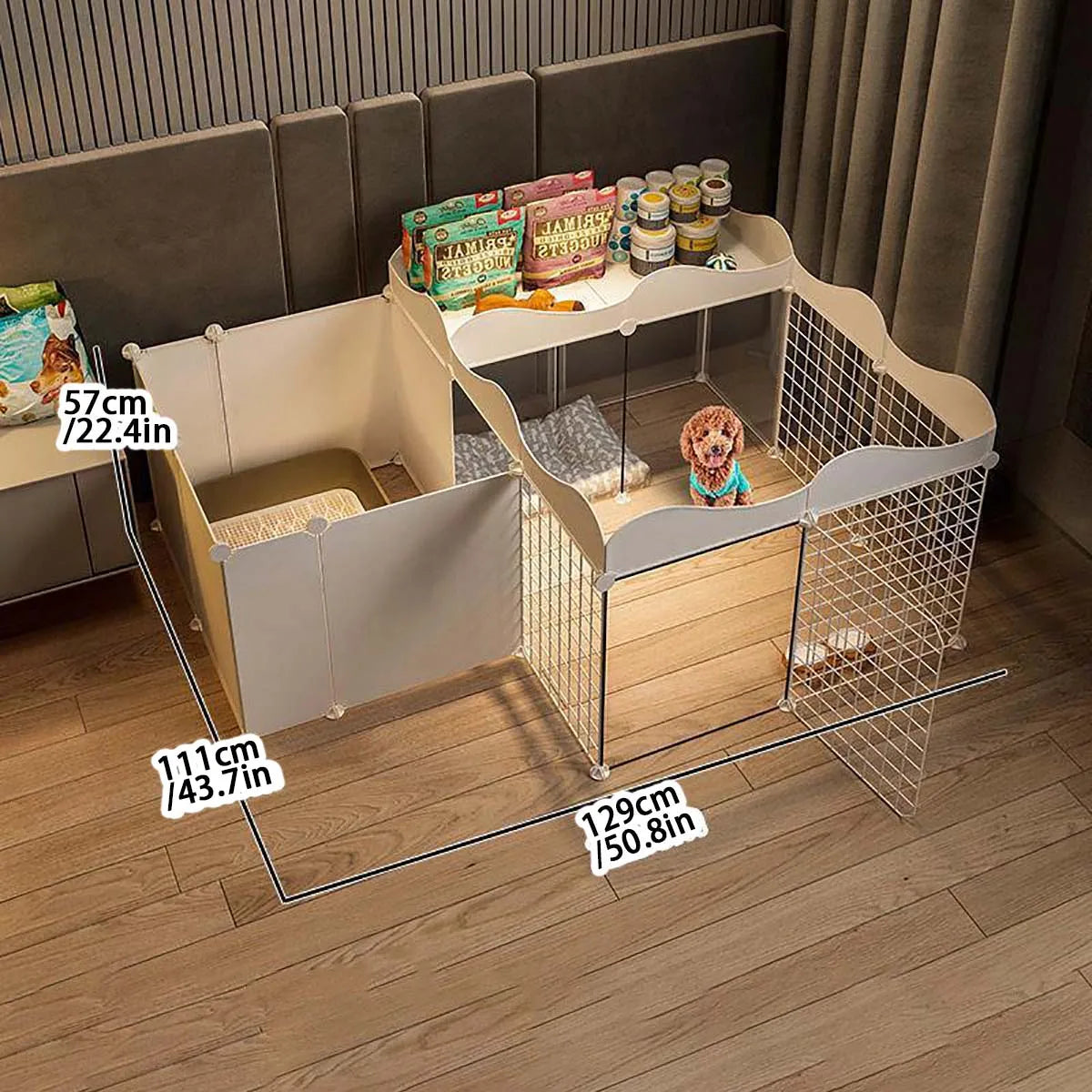 Household Pet Dog Fence House Kennel Indoor Small Size Dogs Teddy Fence Isolation Door with Toilet Area Dog Cage