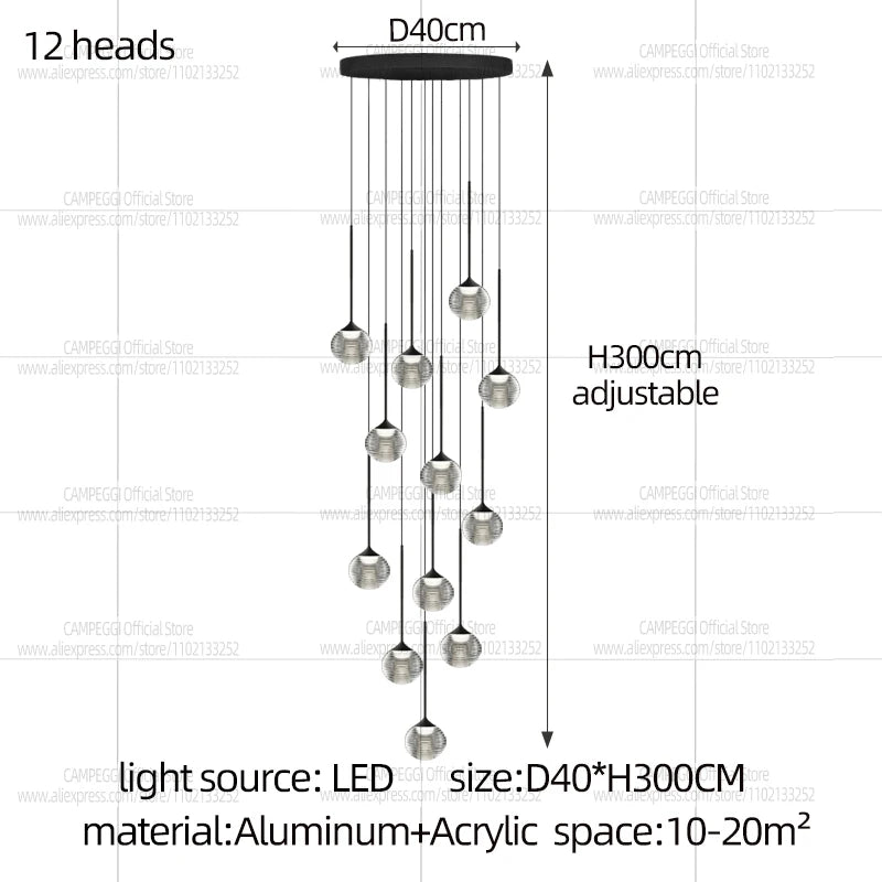 Modern Home Decor Led Lights Pendant Light Lamp Transparent Ball Chandeliers For Living Room Hanging Light Indoor Lighting Villa