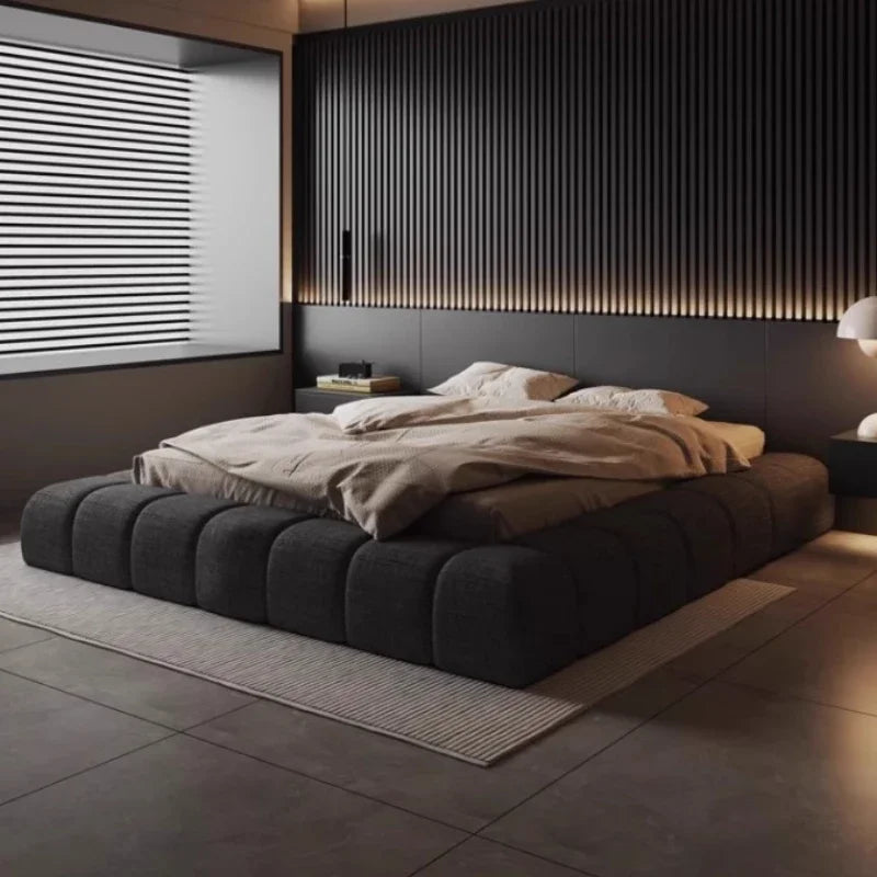 Frame High End Bed Aesthetics Tatami Minimalist Wedding Confortable Bed Master Bedroom Fashionable Design Muebles Furniture