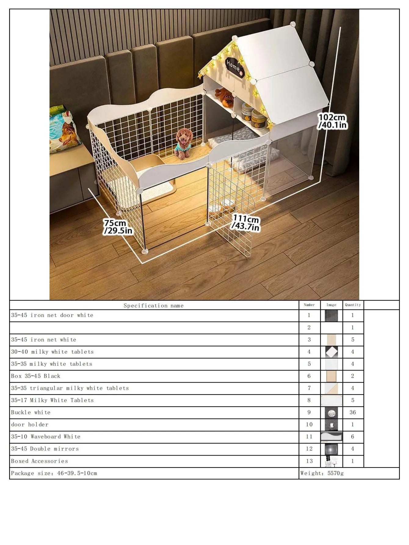 Household Pet Dog Fence House Kennel Indoor Small Size Dogs Teddy Fence Isolation Door with Toilet Area Dog Cage