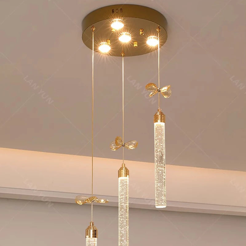Modern home decoration salon lamps for living room smart crystal Pendant lights dining room indoor lighting