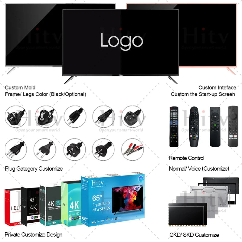 Hitv Smart Display 65 Inch TV Narrow Screen 4K LED Flat Screen Android WebOS Smart Television