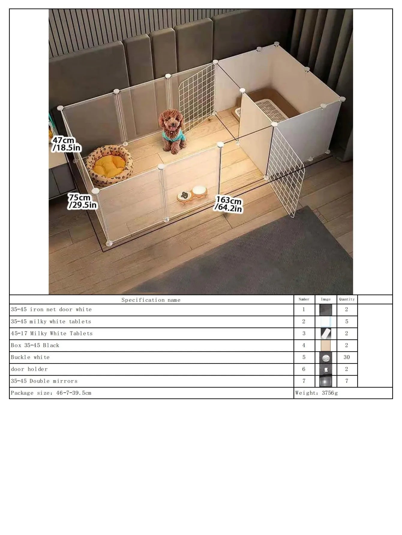 Household Pet Dog Fence House Kennel Indoor Small Size Dogs Teddy Fence Isolation Door with Toilet Area Dog Cage