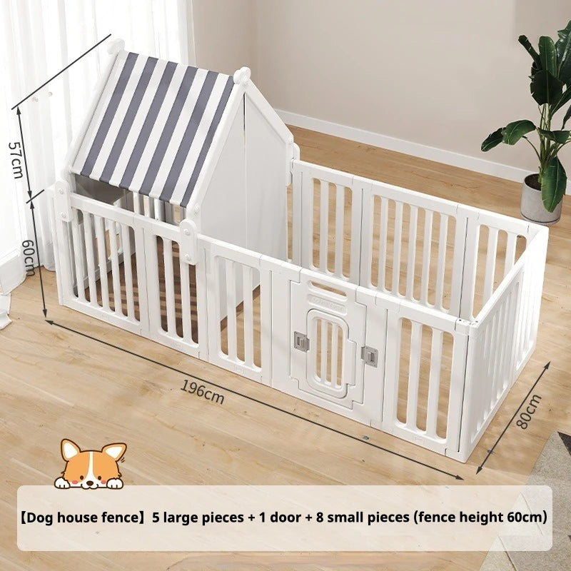 Pet Dog House Fence Height 60cm Indoor Isolation Family Fence with Roof External Door Lock Simple Installation Washable Dog Cage