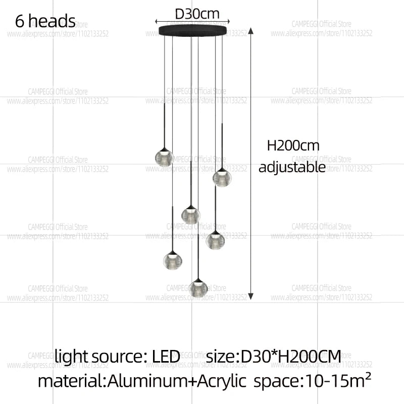 Modern Home Decor Led Lights Pendant Light Lamp Transparent Ball Chandeliers For Living Room Hanging Light Indoor Lighting Villa