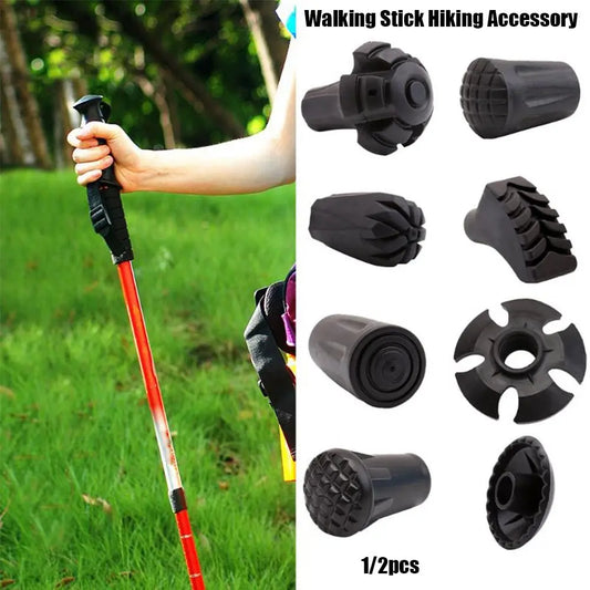 1/2pcs New Black Trekking Poles Protectors Walking Poles Trek Pole Leg Telescopic Alpenstock Walking Stick Hiking Accessories