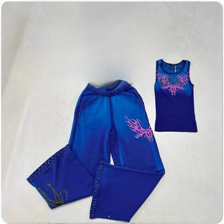2025 European and American women's clothing, fashionable and casual women's printed hoodie suits and sportswear