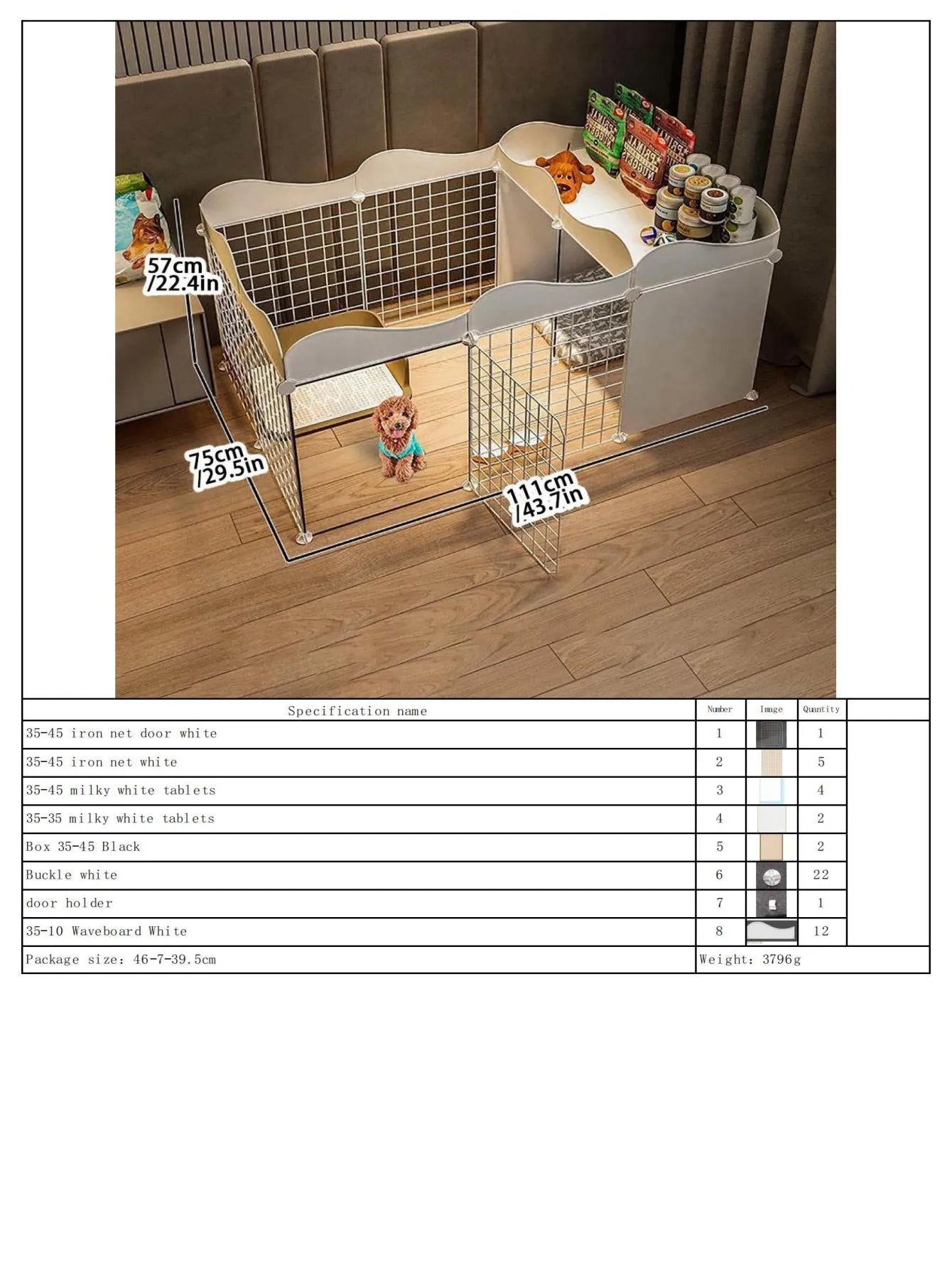 Household Pet Dog Fence House Kennel Indoor Small Size Dogs Teddy Fence Isolation Door with Toilet Area Dog Cage