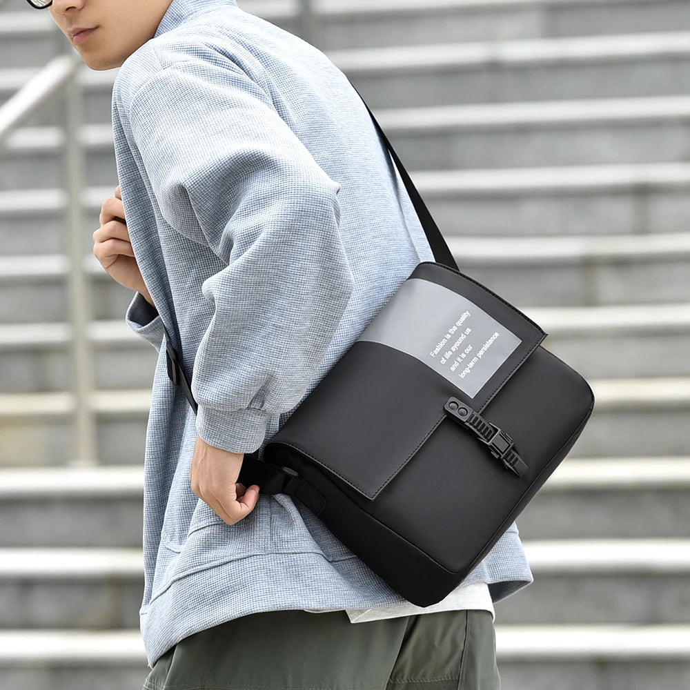 New Men's Bag - Simple Water-Resistant Casual Messenger Bag For Commuting Single Shoulder Crossbody Bag