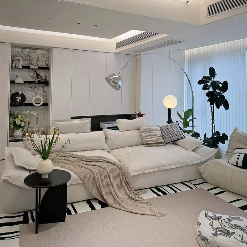 Sailing sofa living room light luxury modern simple cream wind suede designer special-shaped movable backrest