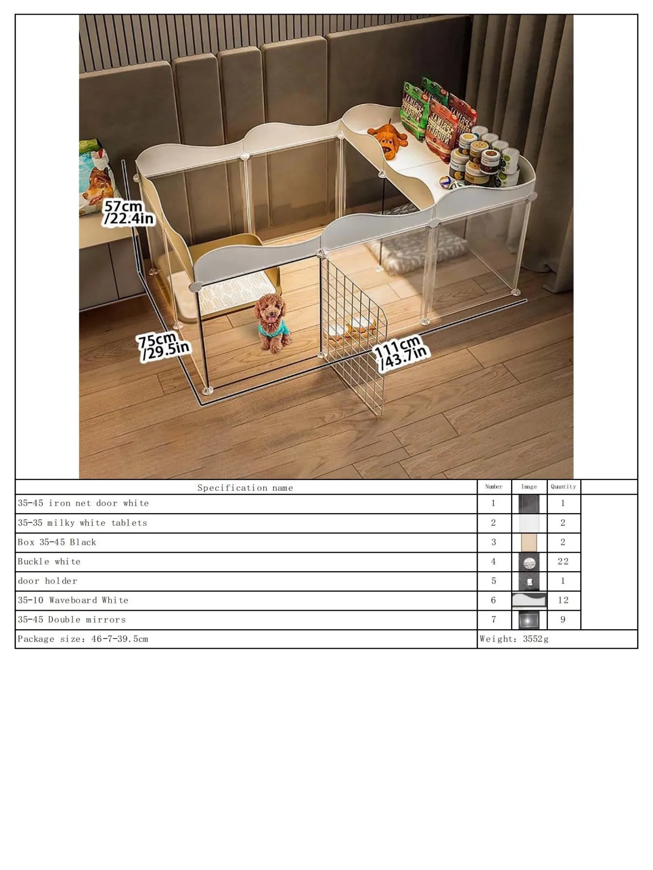 Household Pet Dog Fence House Kennel Indoor Small Size Dogs Teddy Fence Isolation Door with Toilet Area Dog Cage