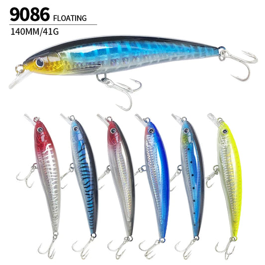 140mm 41g Big Floating Minnow Fishing Lures Laser Artificial Bait Saltwater Long Casting Trolling Wobblers UV Jerkbait Equipment
