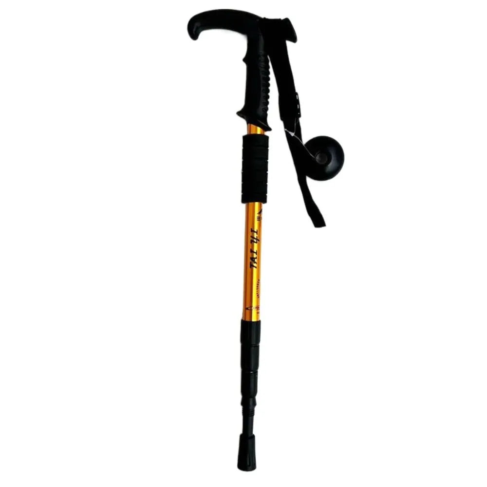 Travel Accessories 4 Section Trekking Poles Non-slip Folding Walking Stick Portable Multifunction Foldable Crutches Hiking